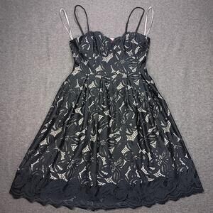 Lilly Pulitzer Dress Women 8  Ivory Black Lace Camella # 000446 Cocktail